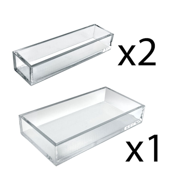 Deluxe Clear Acrylic Tray 3 Piece Set - Narrow Trays and Large Tray